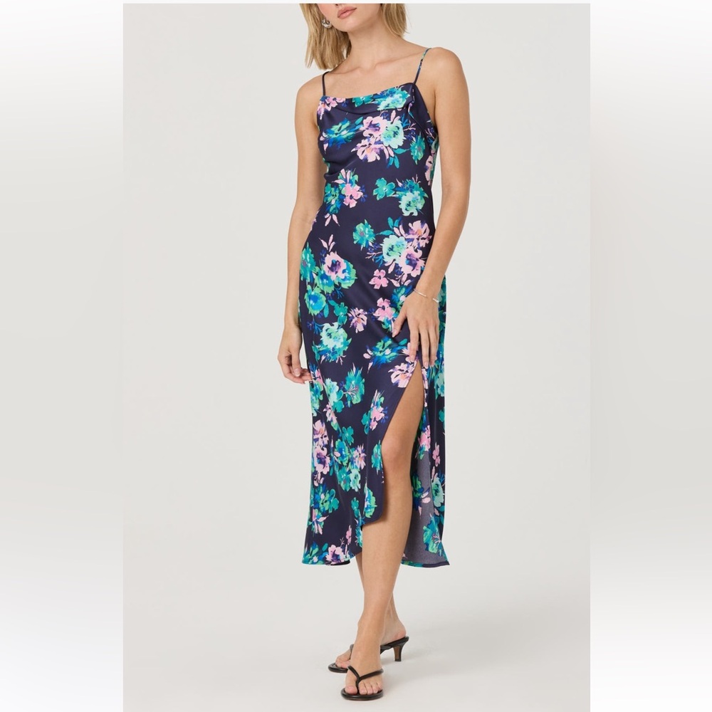 BNWT ASTR the label, satin floral cowl neck slip dress-size small. FAST SHIP